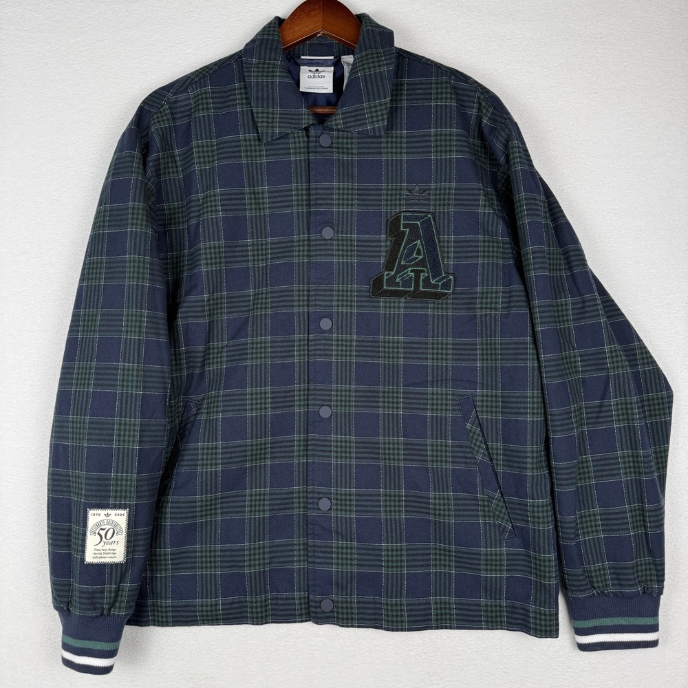 Adidas Originals 50th Anniversary Plaid Track‎ Jacket Mens S IA8346 Navy Green